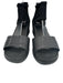 Eileen Fisher Shoe Size 6.5 Black Leather Back Zip Wedge Sandals Black / 6.5