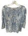 Kinross Size S White & Blue Linen Ikat Long Sleeve Top White & Blue / S