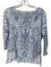Kinross Size S White & Blue Linen Ikat Long Sleeve Top White & Blue / S