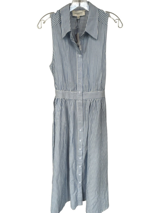 Freemarket Size M Blue & White Cotton Blend Sleeveless Striped Button Down Dress Blue & White / M