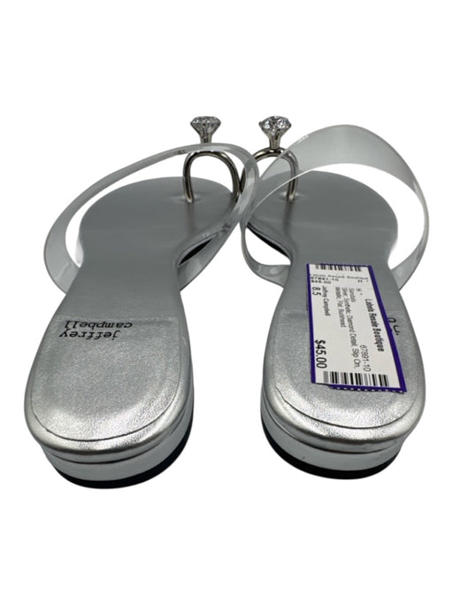 Jeffrey Campbell Shoe Size 8.5 Silver Synthetic Diamond Detail Slip On Sandals Silver / 8.5