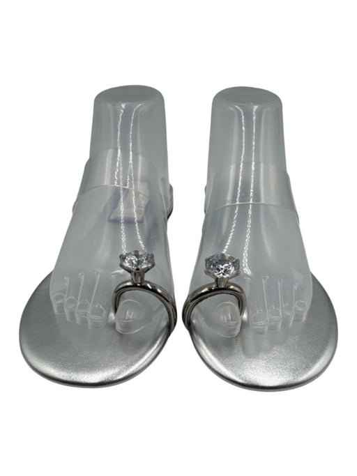 Jeffrey Campbell Shoe Size 8.5 Silver Synthetic Diamond Detail Slip On Sandals Silver / 8.5