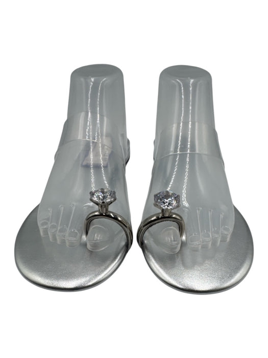 Jeffrey Campbell Shoe Size 8.5 Silver Synthetic Diamond Detail Slip On Sandals Silver / 8.5