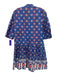Tuckernuck Size S Blue & Multi Cotton Button Front Floral Print 1/2 Arm Dress Blue & Multi / S