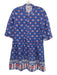 Tuckernuck Size S Blue & Multi Cotton Button Front Floral Print 1/2 Arm Dress Blue & Multi / S