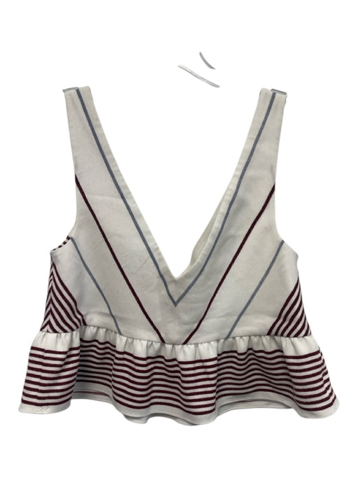 Elizabeth & James Size S Ivory & Multi Triacetate Blend V Neck Sleeveless Top Ivory & Multi / S