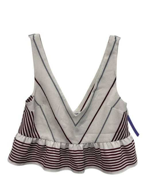Elizabeth & James Size S Ivory & Multi Triacetate Blend V Neck Sleeveless Top Ivory & Multi / S