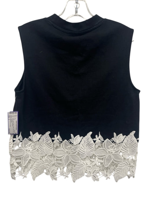 Derek Lam 10 Crosby Size 2 Black & White Cotton Floral Lace Sleeveless Top Black & White / 2