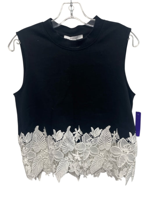 Derek Lam 10 Crosby Size 2 Black & White Cotton Floral Lace Sleeveless Top Black & White / 2