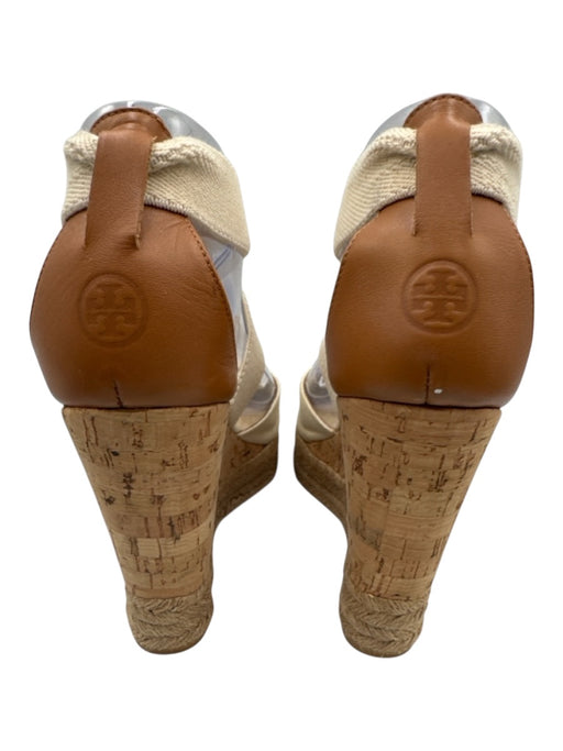 Tory Burch Shoe Size 8 Cream Textile open toe Wedge Slip On Sandals Cream / 8