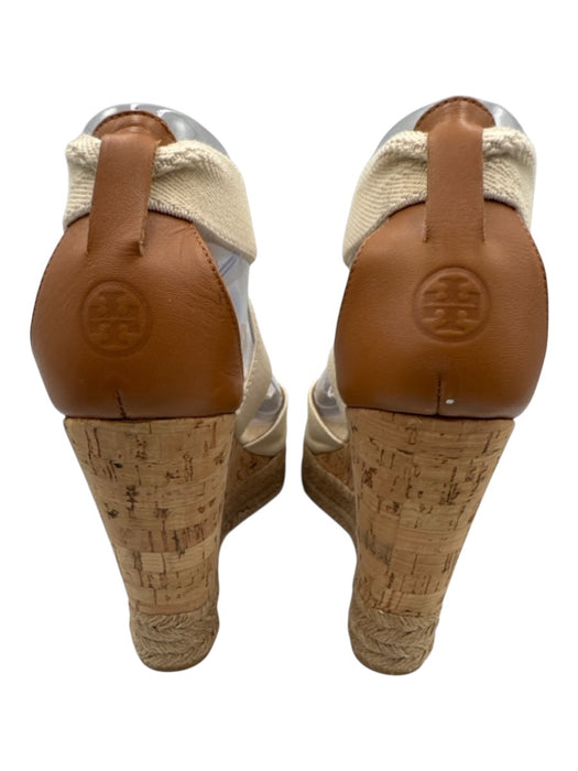 Tory Burch Shoe Size 8 Cream Textile open toe Wedge Slip On Sandals Cream / 8