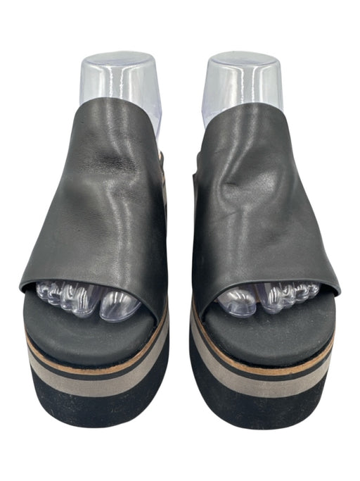 NakedFeet Shoe Size 7.5 Black Leather open toe Platform Sandals Black / 7.5