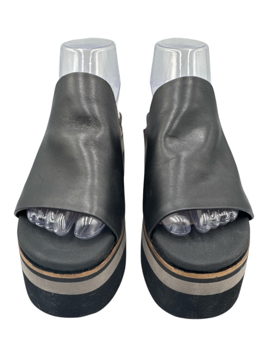 NakedFeet Shoe Size 7.5 Black Leather open toe Platform Sandals Black / 7.5