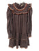 Ulla Johnson Size 10 Cotton Cotton Checkered Long Sleeve Ruffles Back Zip Dress Cotton / 10