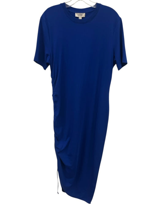 COS Size M Blue Cotton Short Sleeve Midi Gathered Dress Blue / M