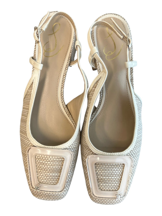 Sam Edelman Shoe Size 7 Beige Weave Block Heel Slingback Closed Toe Shoes Beige / 7