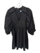 Hunter Bell Size M Black Cotton V Neck Collar Puff 1/2 Sleeve Mini Dress Black / M