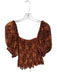 Ulla Johnson Size 8 Brown & Orange Cotton Blend Animal Print Balloon Sleeve Top Brown & Orange / 8
