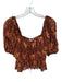 Ulla Johnson Size 8 Brown & Orange Cotton Blend Animal Print Balloon Sleeve Top Brown & Orange / 8