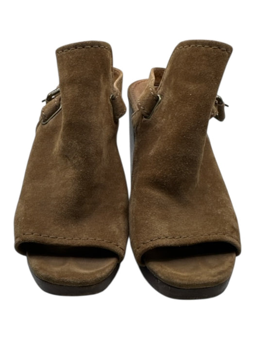 Frye Shoe Size 7.5 Brown Suede open toe Ankle Strap Booties Brown / 7.5