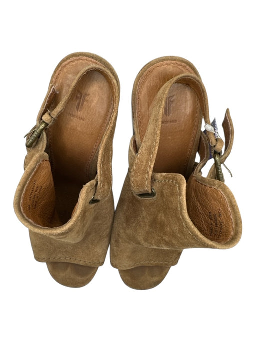 Frye Shoe Size 7.5 Brown Suede open toe Ankle Strap Booties Brown / 7.5