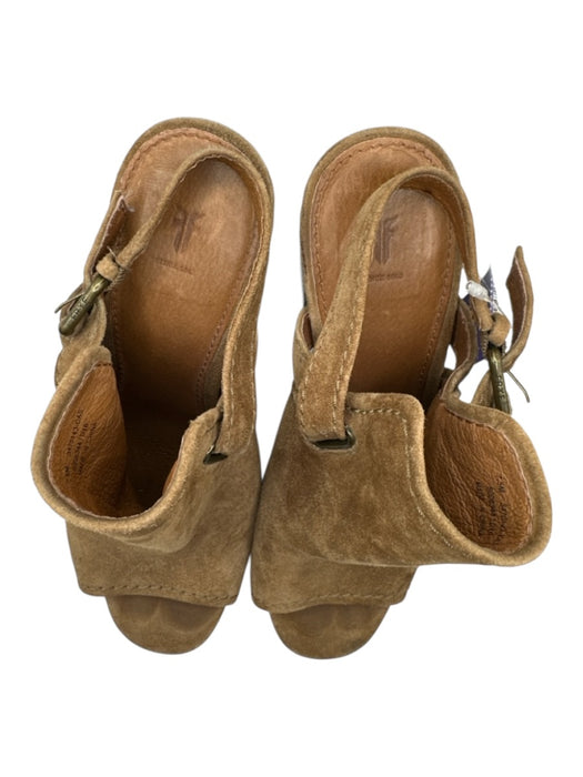 Frye Shoe Size 7.5 Brown Suede open toe Ankle Strap Booties Brown / 7.5