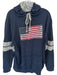Navy & Red Cotton Blend American Flag Long Sleeve Men's Hoodie Navy & Red / XL