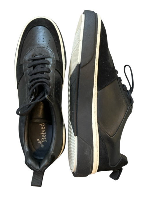 Belvedere Shoe Size 9.5 Black Leather & Suede Perforated Lace Up Men's Sneakers Black / 9.5