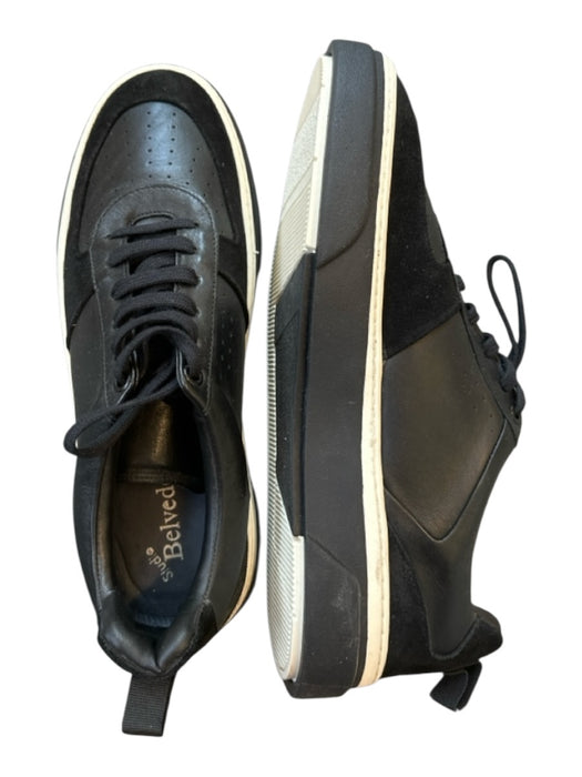 Belvedere Shoe Size 9.5 Black Leather & Suede Perforated Lace Up Men's Sneakers Black / 9.5