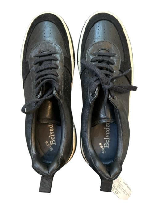 Belvedere Shoe Size 9.5 Black Leather & Suede Perforated Lace Up Men's Sneakers Black / 9.5