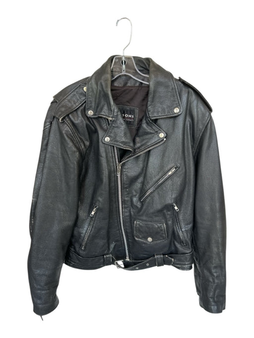 Wilson's Leather Vintage AS IS Size L Black Leather Moto Full Zip Men's Jacket Black / L