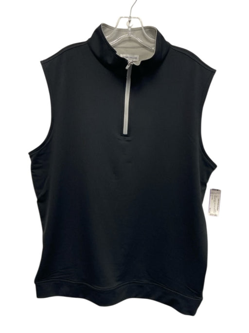 Peter Millar Size L Black Synthetic Solid Vest Quarter Zip Men's Vest Black / L
