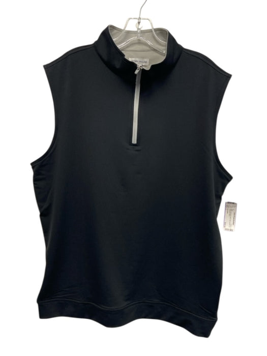 Peter Millar Size L Black Synthetic Solid Vest Quarter Zip Men's Vest Black / L