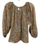 The Great Size 1 / S Beige, Blue, & Multi Cotton Floral Gathered Neck Top Beige, Blue, & Multi / 1 / S