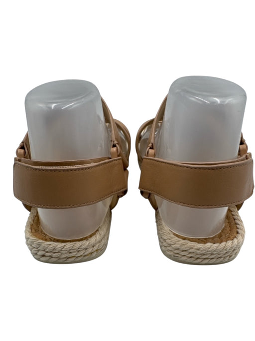 Vince Shoe Size 8.5 Beige Leather Upper Rope Detail Velcro Ankle Sandals Beige / 8.5