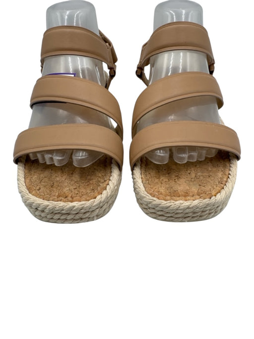 Vince Shoe Size 8.5 Beige Leather Upper Rope Detail Velcro Ankle Sandals Beige / 8.5