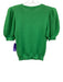 Alice + Olivia Size M Green Cotton & Wool Knit Short Puff Sleeve Sweater Top Green / M