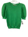 Alice + Olivia Size M Green Cotton & Wool Knit Short Puff Sleeve Sweater Top Green / M