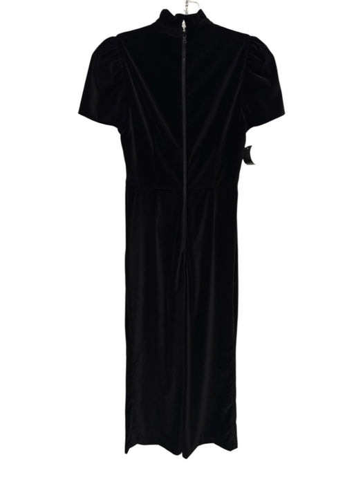 Alice + Olivia Size 6 Black Polyester Blend Velvet Zip Front Jumpsuit Black / 6