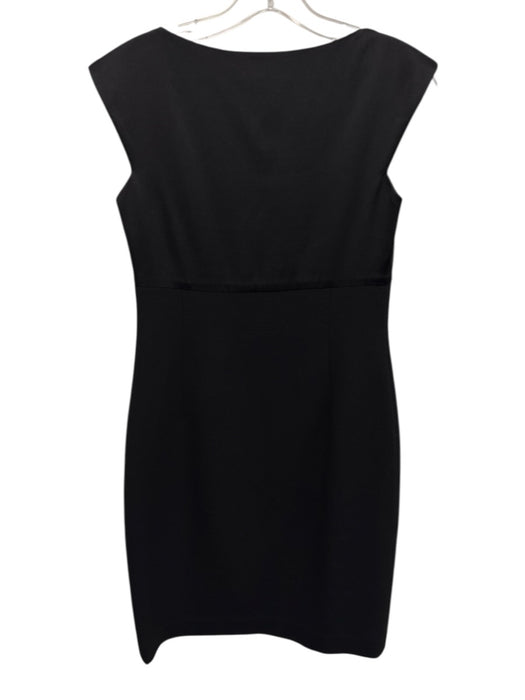 Elie Tahari Size 6 Black Silk Blend Fabric Block Short Cap Sleeve Side Zip Dress Black / 6