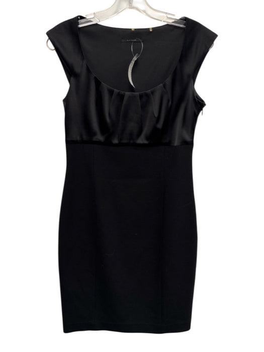 Elie Tahari Size 6 Black Silk Blend Fabric Block Short Cap Sleeve Side Zip Dress Black / 6