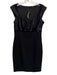 Elie Tahari Size 6 Black Silk Blend Fabric Block Short Cap Sleeve Side Zip Dress Black / 6