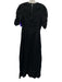 Frame Size S Black Ramie Front Slit Short Puff Sleeve Maxi Dress Black / S
