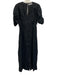 Frame Size S Black Ramie Front Slit Short Puff Sleeve Maxi Dress Black / S