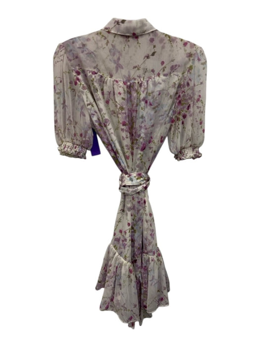 Cinq a Sept Size 4 Purple, White, Green Polyester Floral Overlay Dress Purple, White, Green / 4