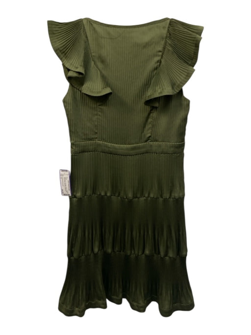Derek Lam 10 Crosby Size 6 Olive Green Polyester Pleated Ruffle Above Knee Dress Olive Green / 6