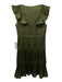 Derek Lam 10 Crosby Size 6 Olive Green Polyester Pleated Ruffle Above Knee Dress Olive Green / 6