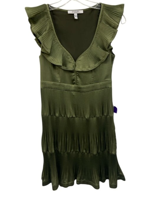Derek Lam 10 Crosby Size 6 Olive Green Polyester Pleated Ruffle Above Knee Dress Olive Green / 6
