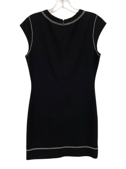 Theory Size 6 Black & White Triacetate Blend Contrast Stitch Cap Sleeve Dress Black & White / 6