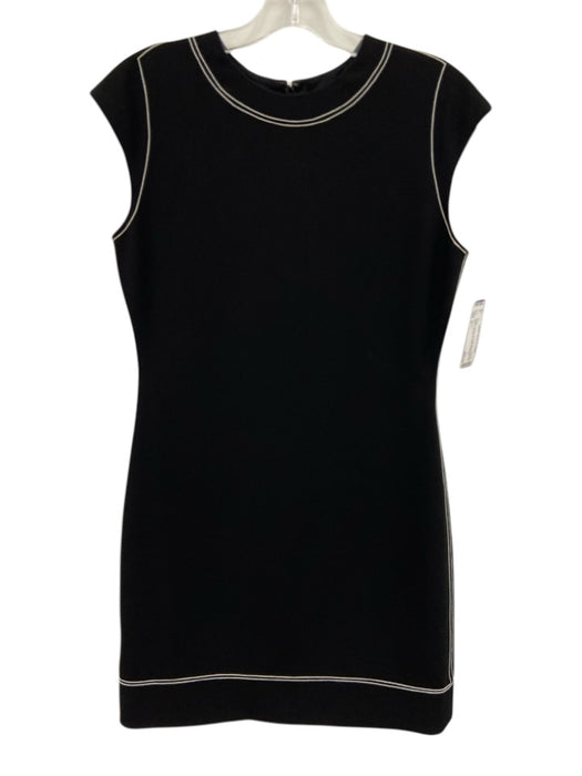 Theory Size 6 Black & White Triacetate Blend Contrast Stitch Cap Sleeve Dress Black & White / 6